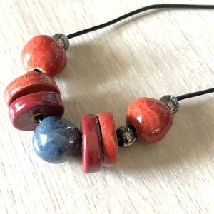 Blue, Burgundy and Burnt Orange Statement Necklace